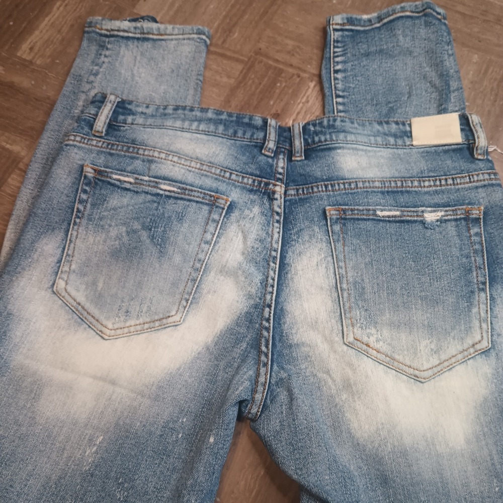 Embellish Jeans Straight 35x33 Mens Jeans Red‎ Thread Art Distressed Y2K Street - Picture 10 of 15